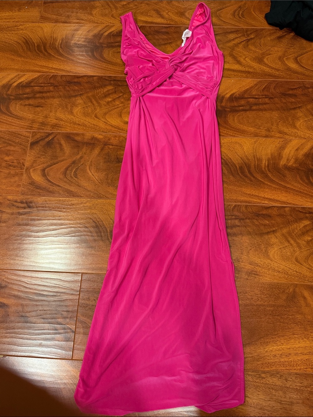 Caution To The Wind Hot Pink Twist-Front Maxi Dress